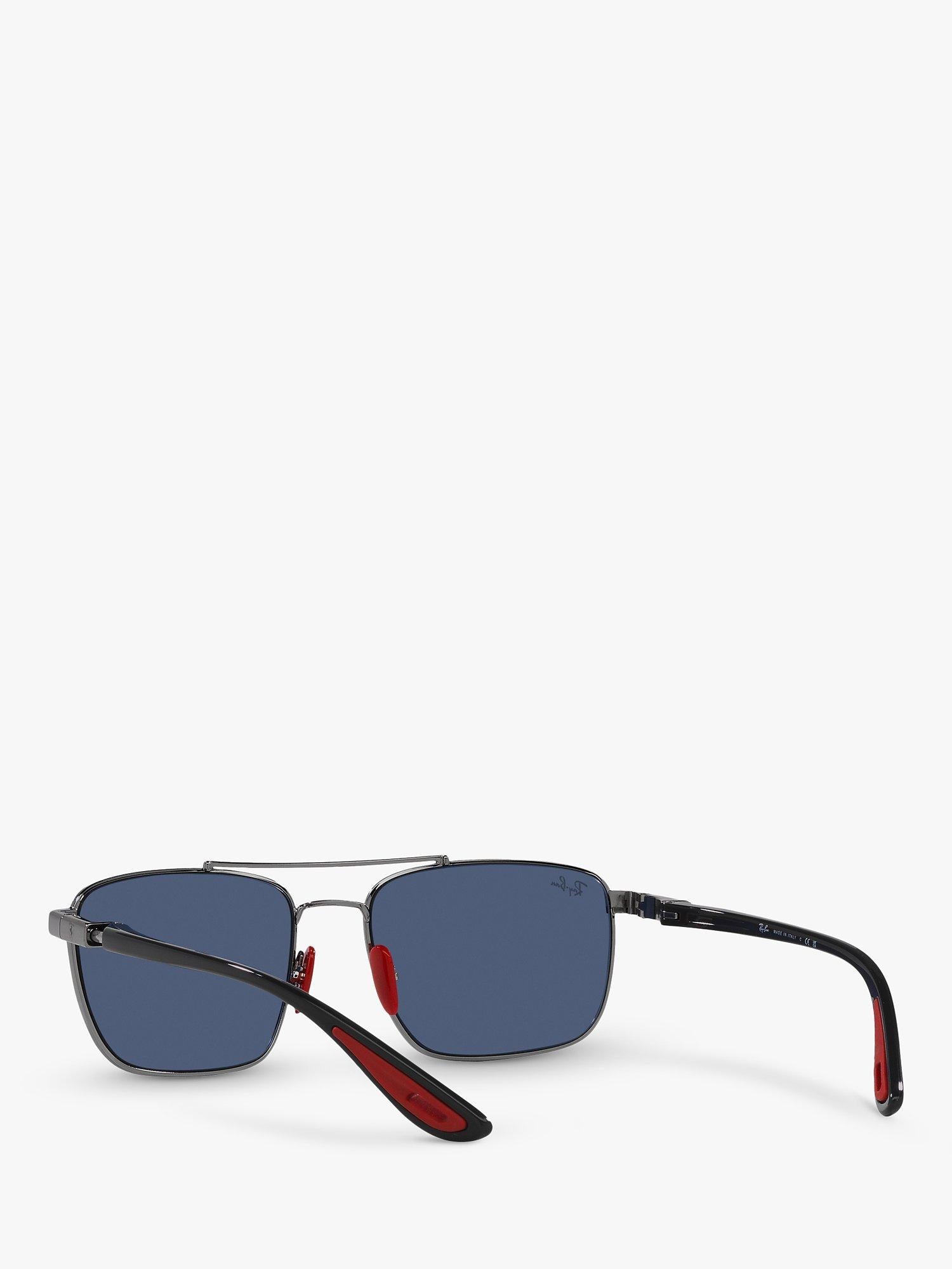 نظارات شمسية مربعة Ray-Ban RB3715M بإطار معدني أزرق وعدسات زرقاء، نسخة المملكة المتحدة