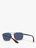 نظارات شمسية مربعة Ray-Ban RB3715M بإطار معدني أزرق وعدسات زرقاء، نسخة المملكة المتحدة
