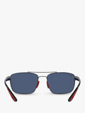 Ray-Ban RB3715M square sunglasses with gunmetal frame and blue lenses, UK version