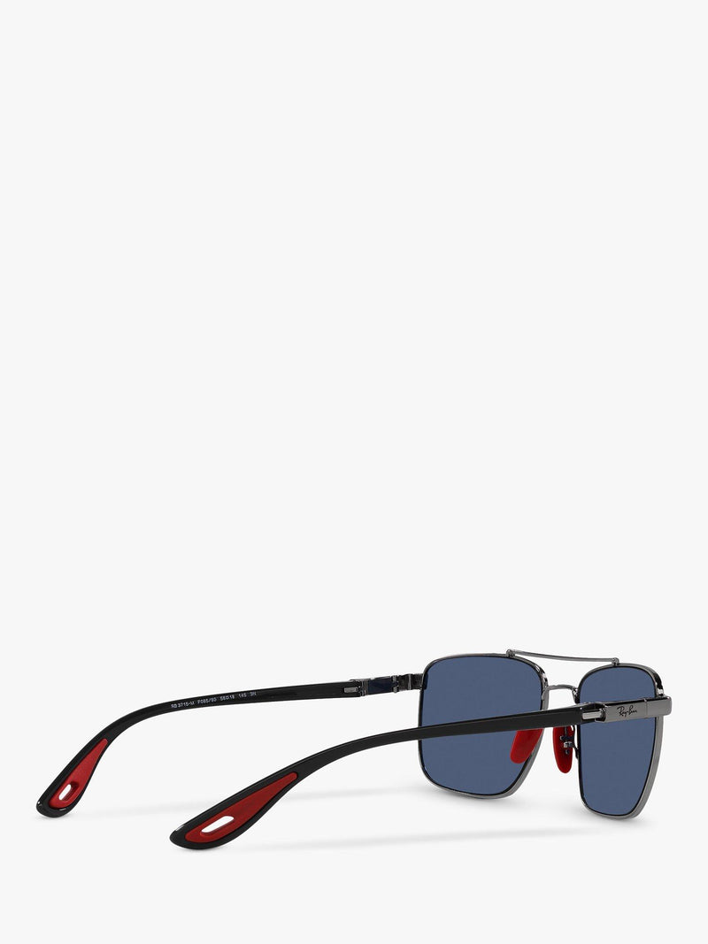 نظارات شمسية مربعة Ray-Ban RB3715M بإطار معدني أزرق وعدسات زرقاء، نسخة المملكة المتحدة