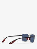 نظارات شمسية مربعة Ray-Ban RB3715M بإطار معدني أزرق وعدسات زرقاء، نسخة المملكة المتحدة