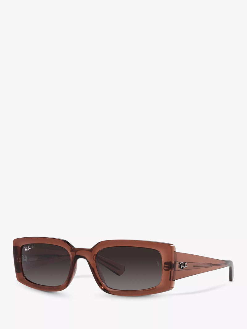 Ray-Ban Kiliane polarised rectangular sunglasses transparent brown (British brand)