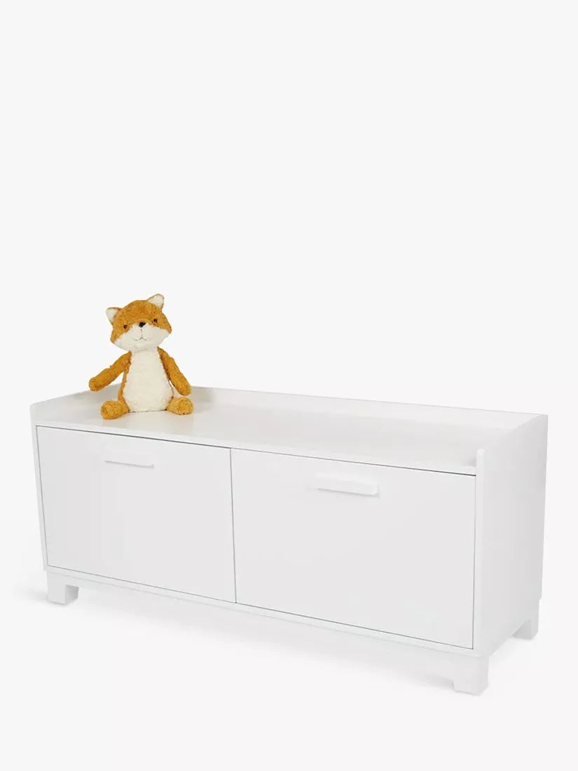 Great Little Trading Co white storage bench, imported from the UK