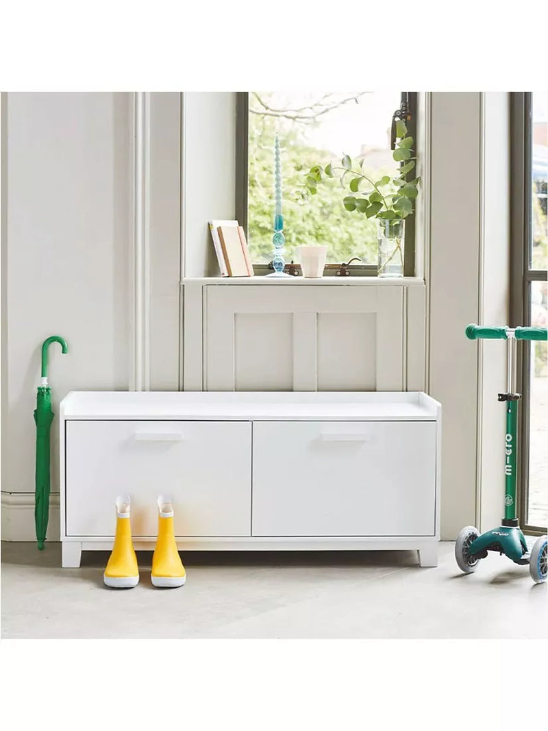 Great Little Trading Co white storage bench, imported from the UK