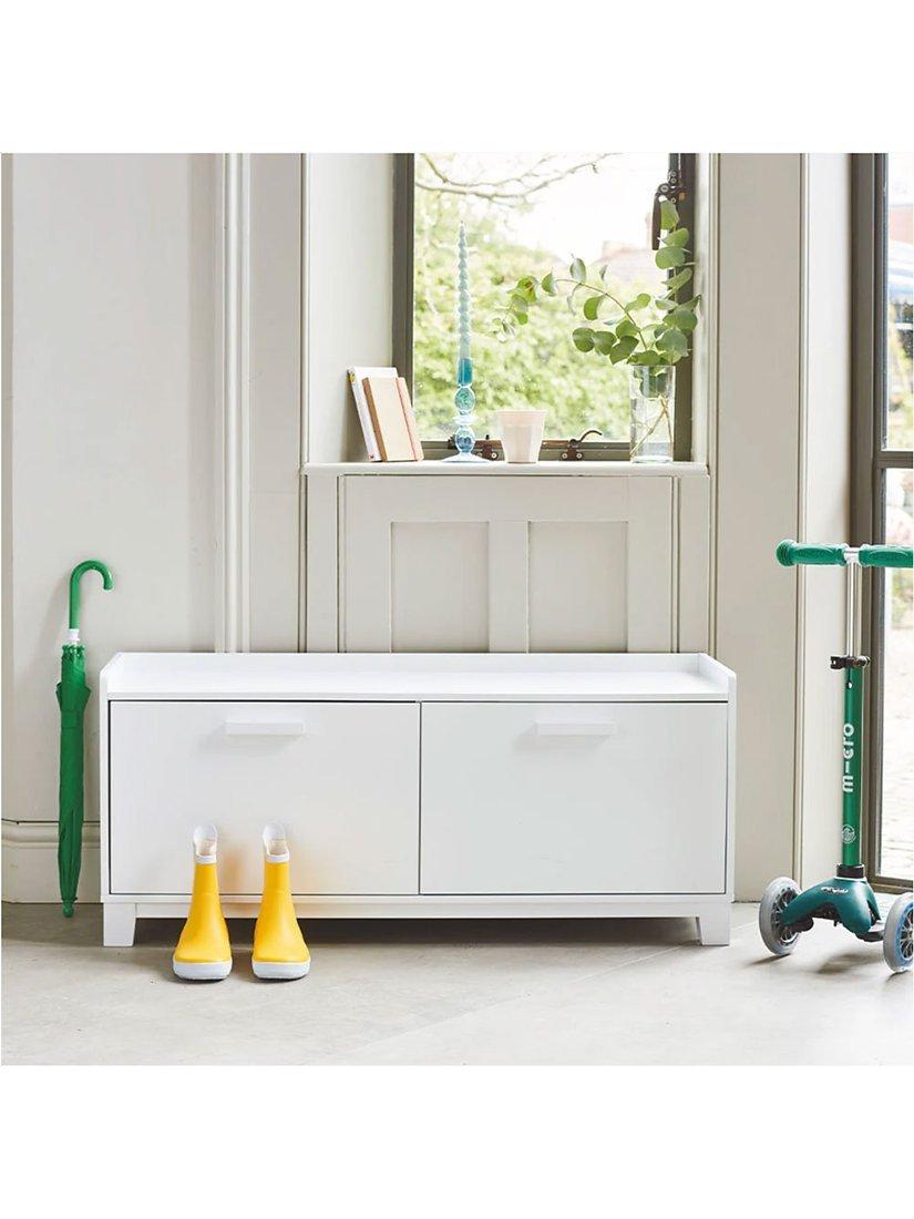 Great Little Trading Co white storage bench, imported from the UK