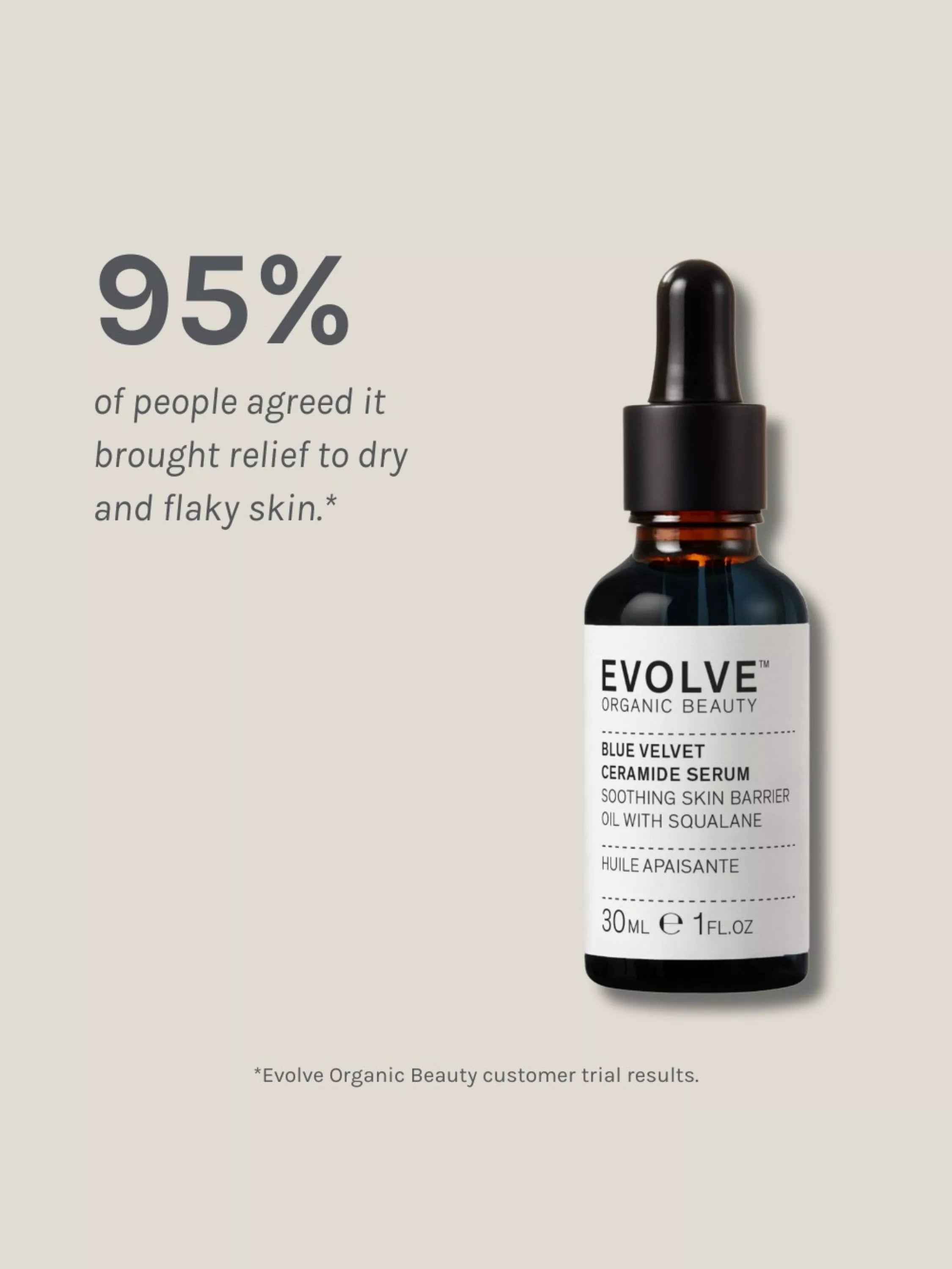 Evolve Organic Beauty Blue Velvet Ceramide serum 10ml, imported from the UK