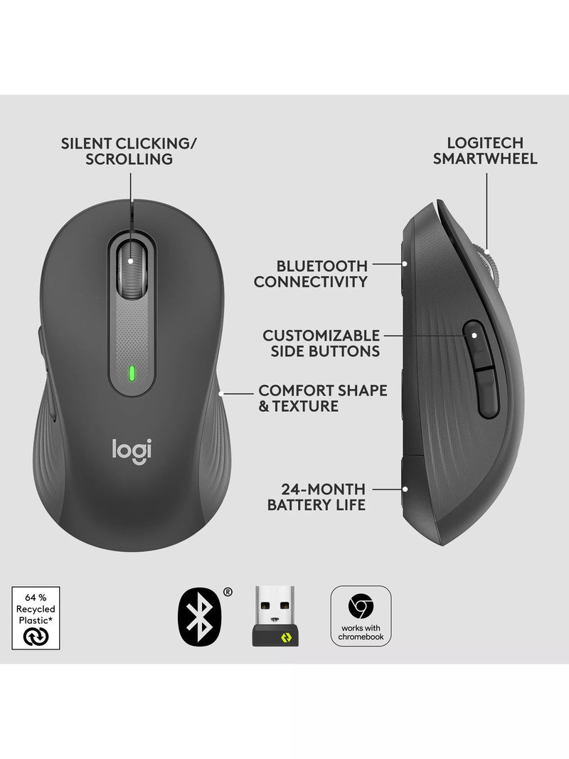 Logitech Signature M650 graphite wireless mouse (British brand)