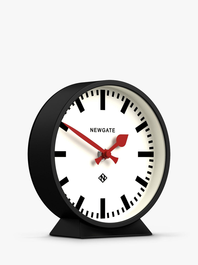 Newgate Clocks silent sweep mantel clock black round - British product