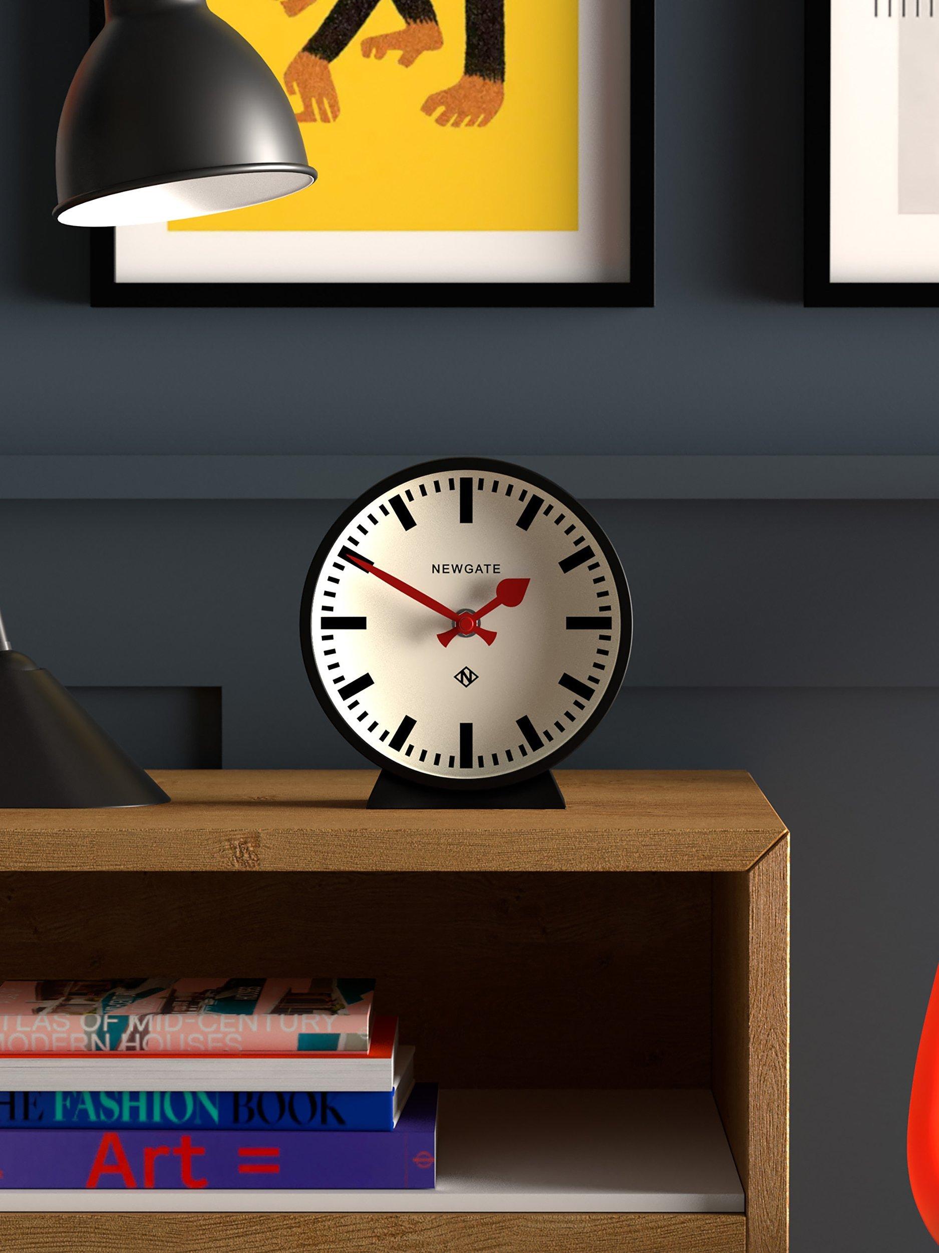 Newgate Clocks silent sweep mantel clock black round - British product