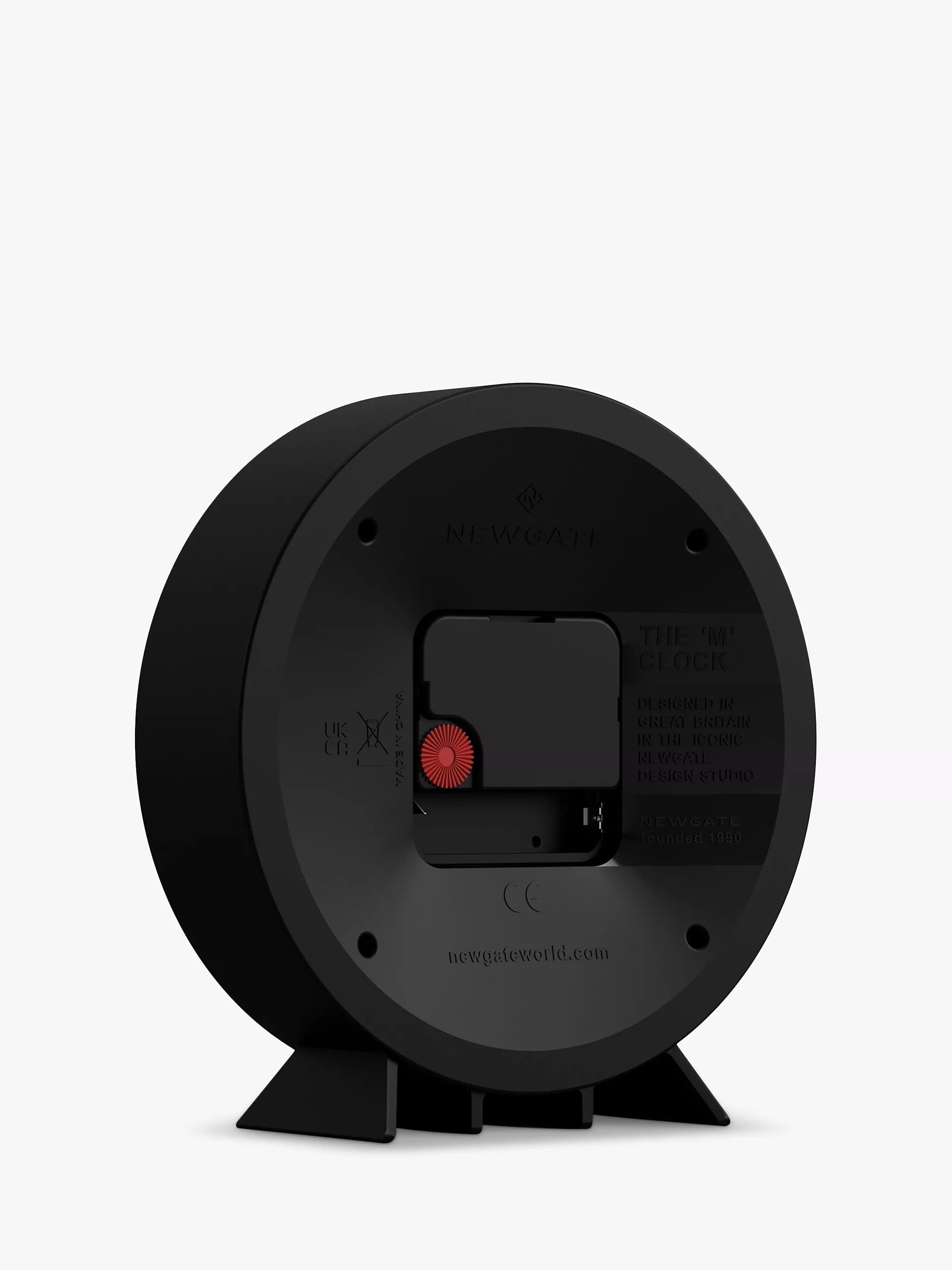 Newgate Clocks silent sweep mantel clock black round - British product