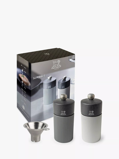 John Lewis Peugeot Line Manual Beech Wood Salt & Pepper Mills, Set of 2, 12cm, Grey- Buy online at McGrocer