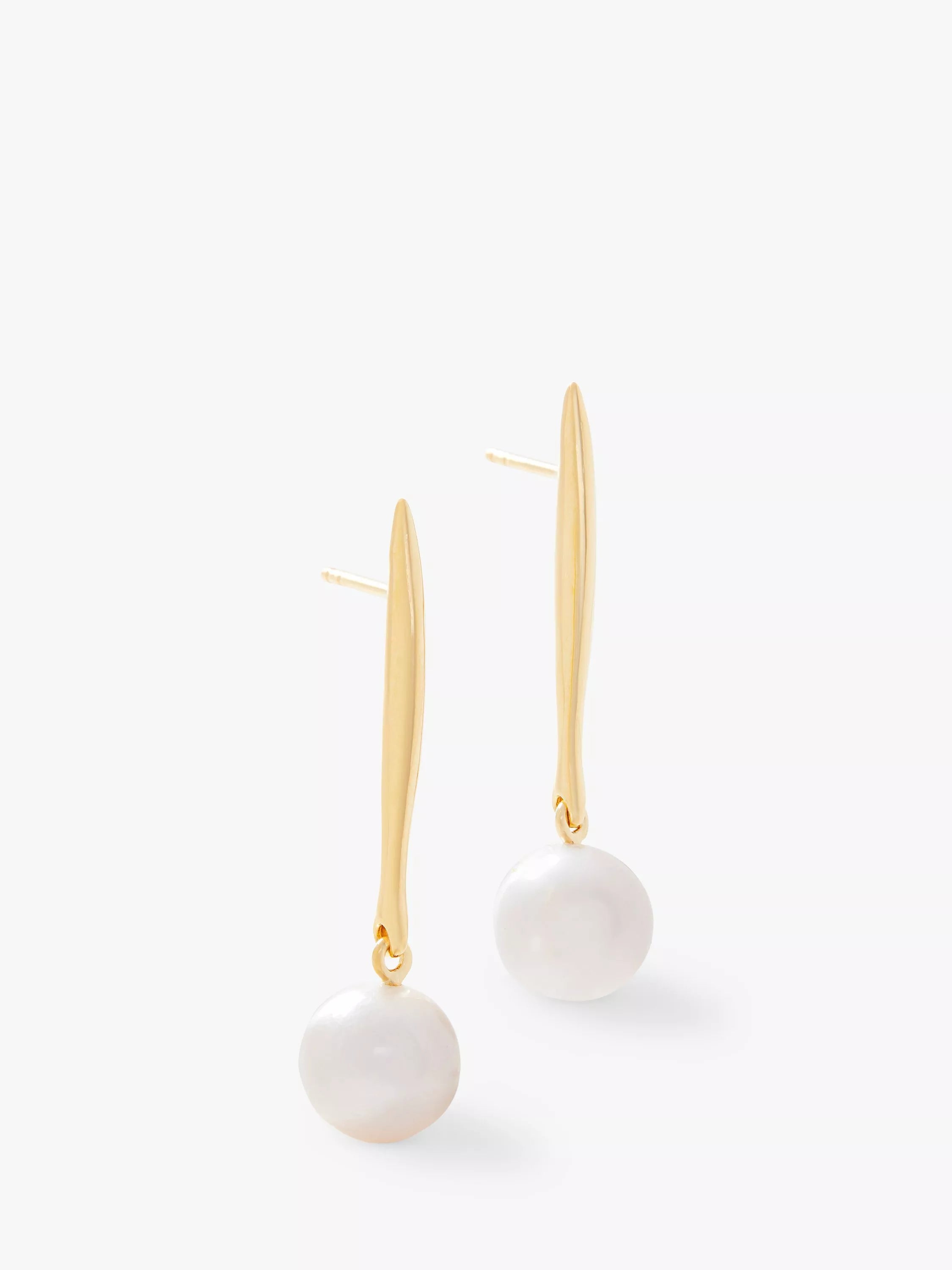 Monica Vinader pearl drop earrings gold 3.5cm, imported from the UK