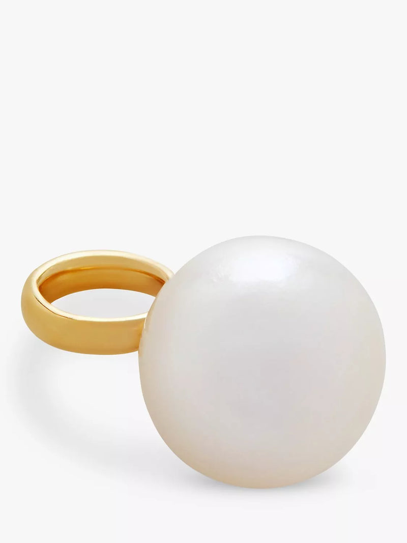 Monica Vinader Nura round pearl pendant charm gold plated, UK version