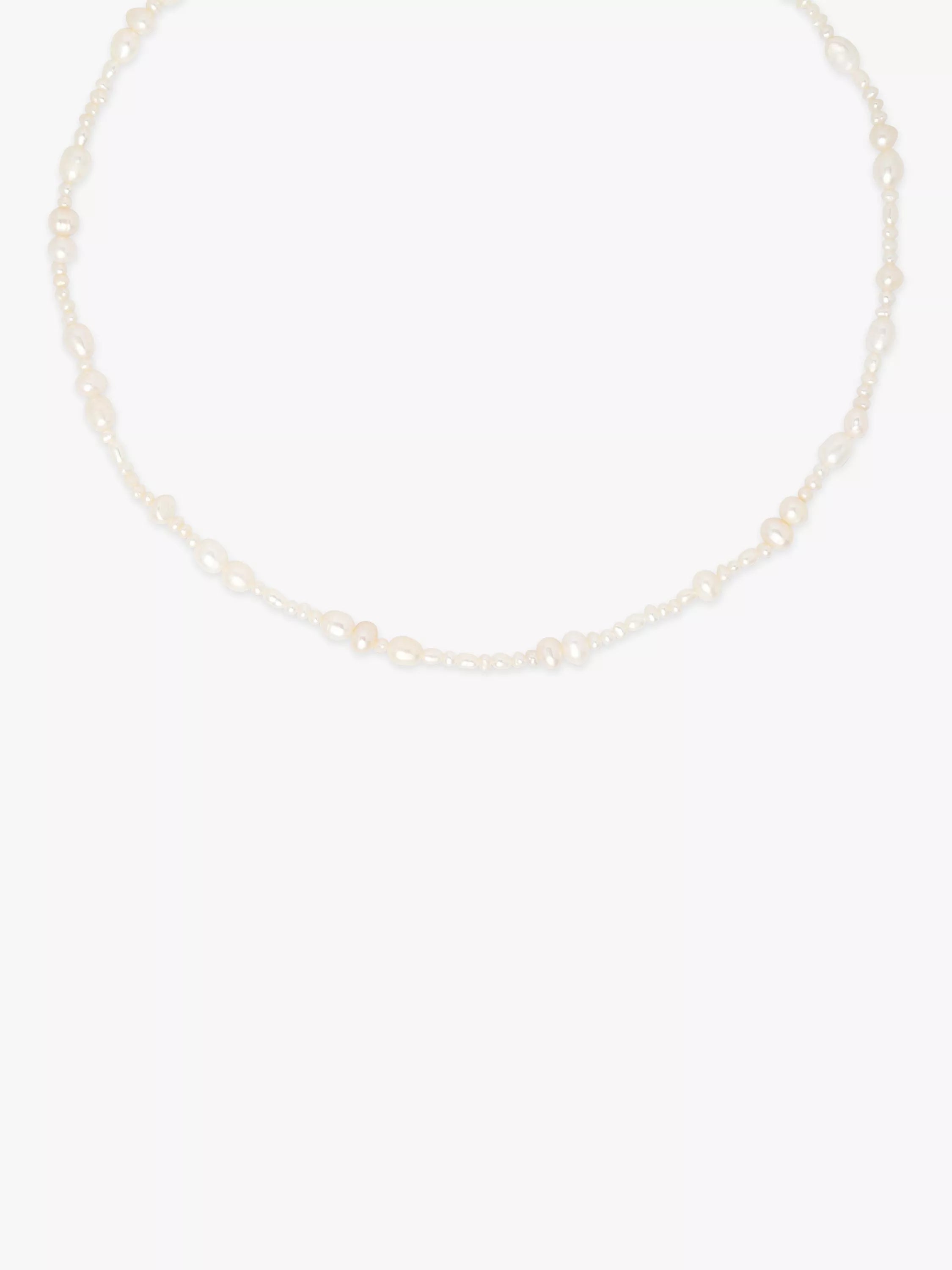 Astrid & Miyu freshwater pearl beaded necklace white 40cm, imported from the UK