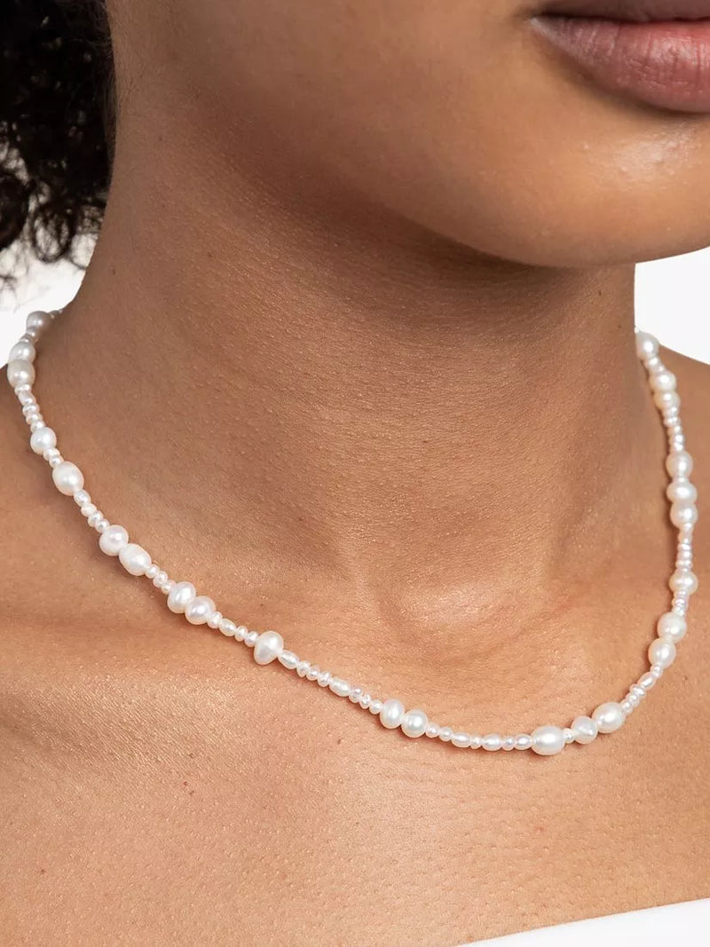 Astrid & Miyu freshwater pearl beaded necklace white 40cm, imported from the UK