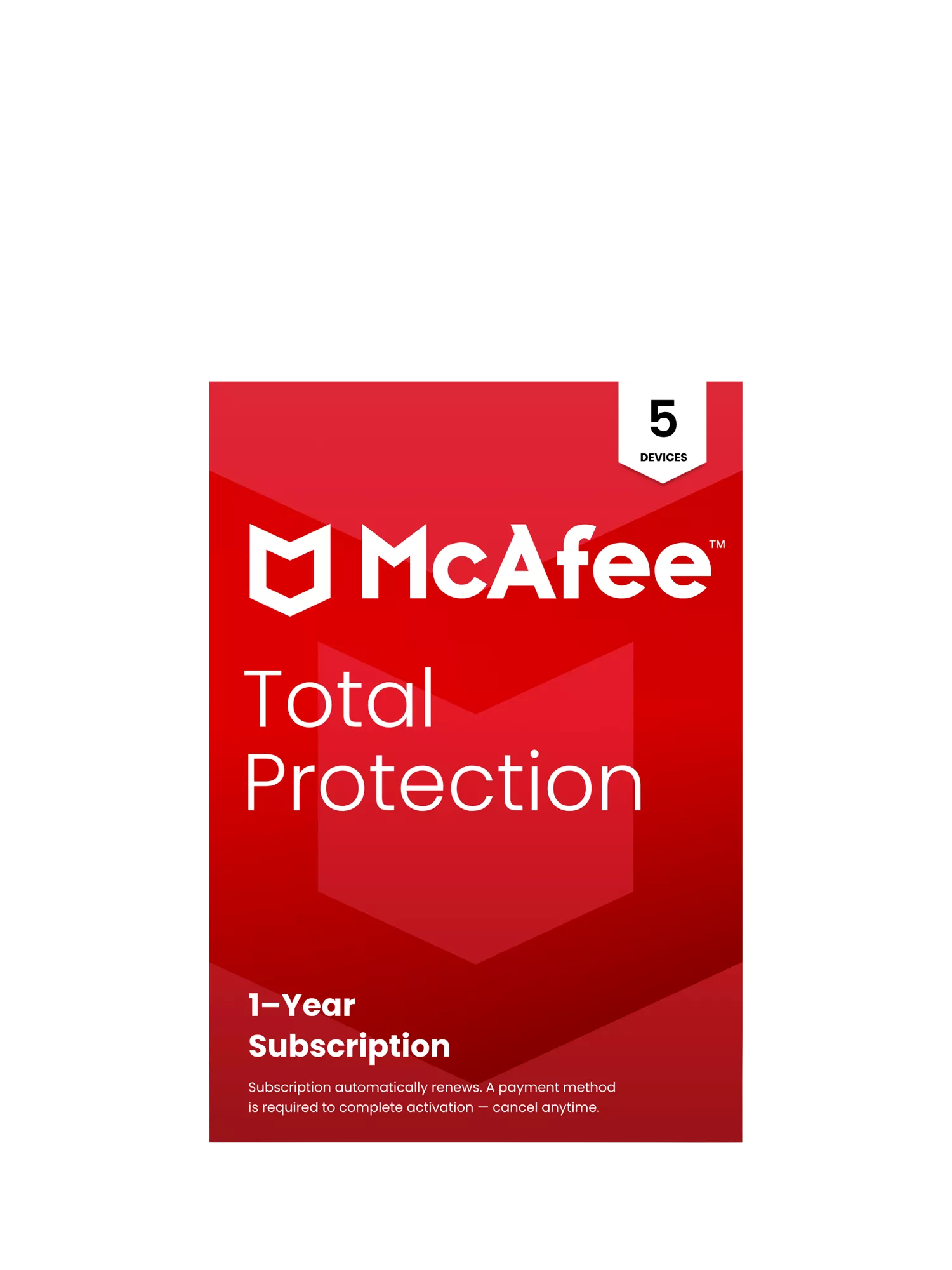 McAfee Total Protection security software 5 devices, imported from the UK
