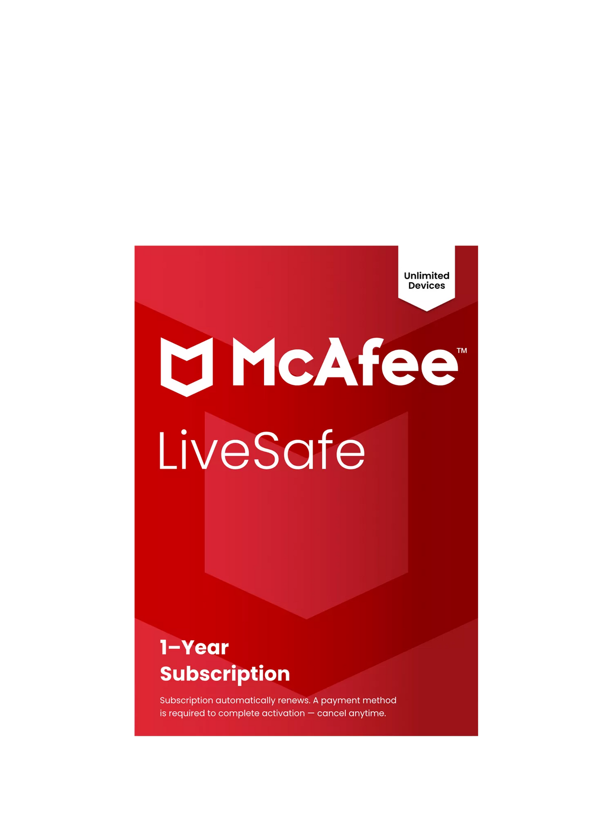 McAfee antivirus subscription unlimited devices 1 year (British brand)