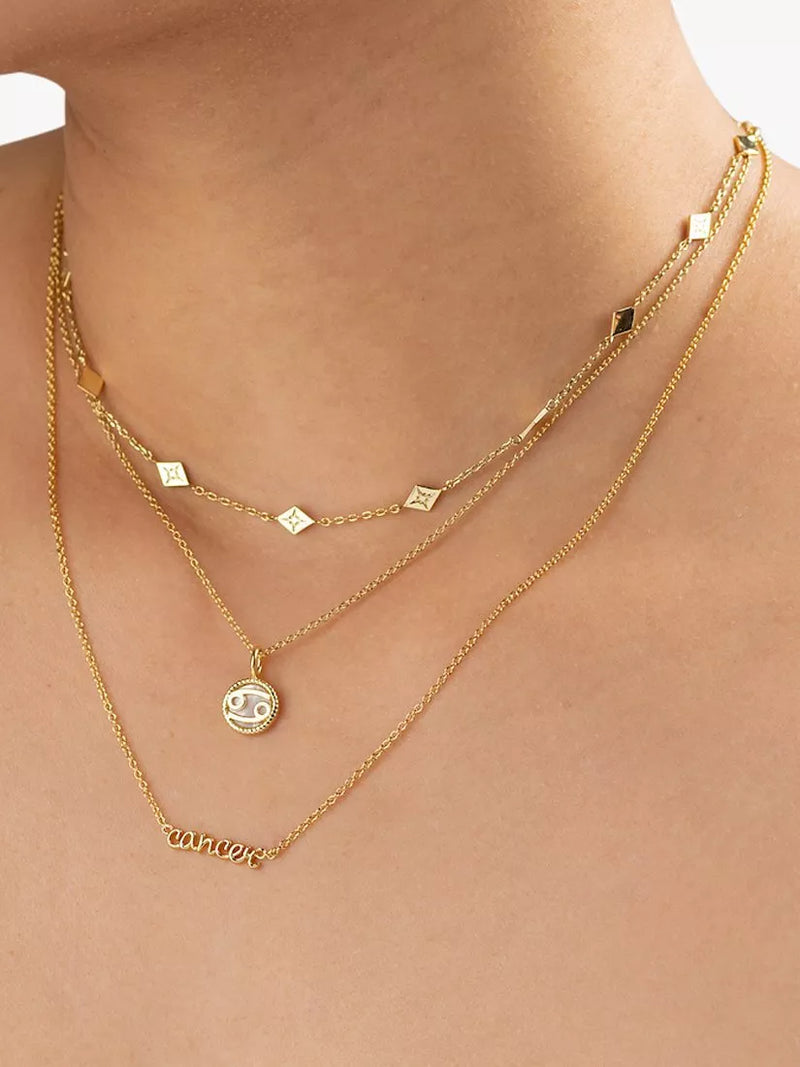 Wanderlust + Co Zodiac chain necklace gold plated brass pendant - British product