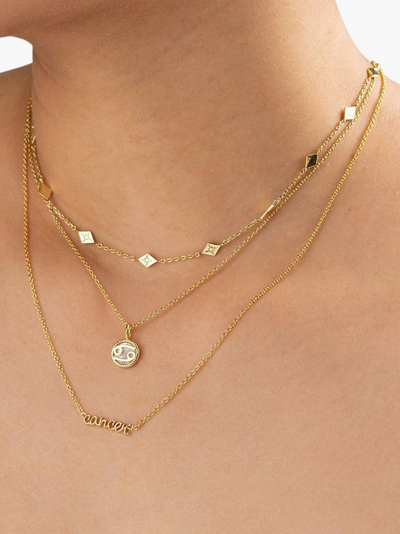 Wanderlust + Co Zodiac chain necklace gold plated brass pendant - British product
