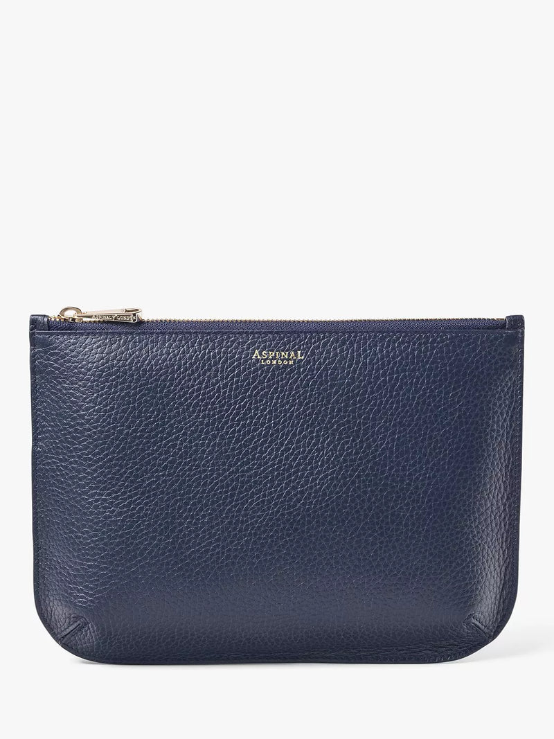 Aspinal of London Large Ella Pebble Grain leather pouch (British brand)