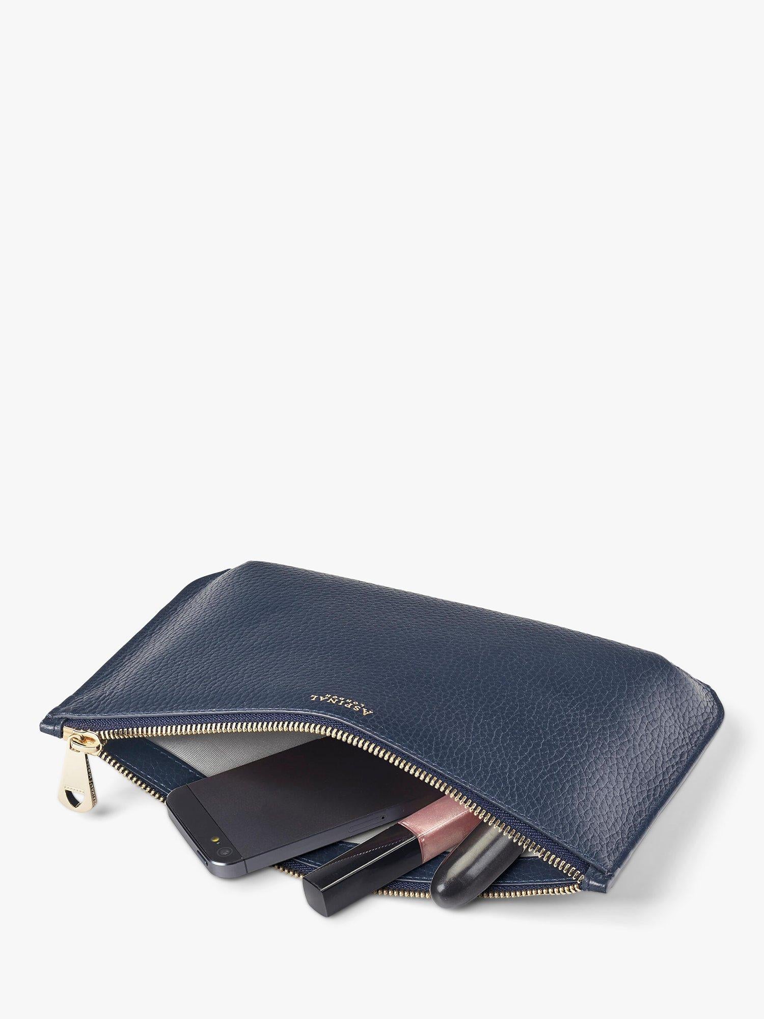 Aspinal of London Large Ella Pebble Grain leather pouch (British brand)