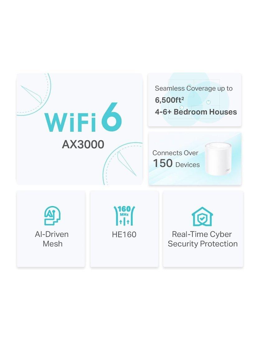 نظام شبكة Wi-Fi المنزلية بالكامل TP-Link Deco X50 عبوة من 3، إصدار المملكة المتحدة