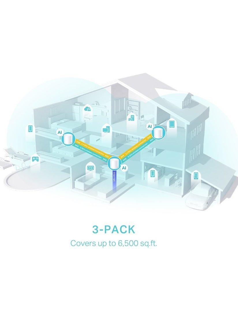 نظام شبكة Wi-Fi المنزلية بالكامل TP-Link Deco X50 عبوة من 3، إصدار المملكة المتحدة