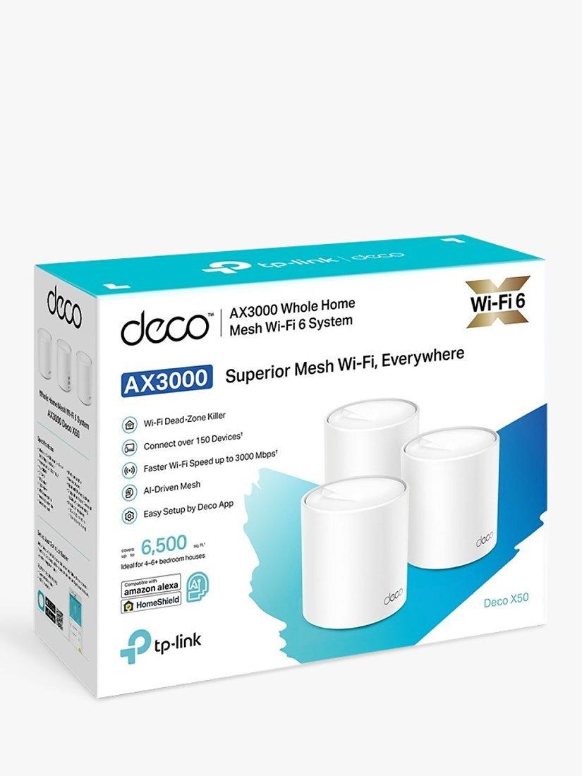 نظام شبكة Wi-Fi المنزلية بالكامل TP-Link Deco X50 عبوة من 3، إصدار المملكة المتحدة