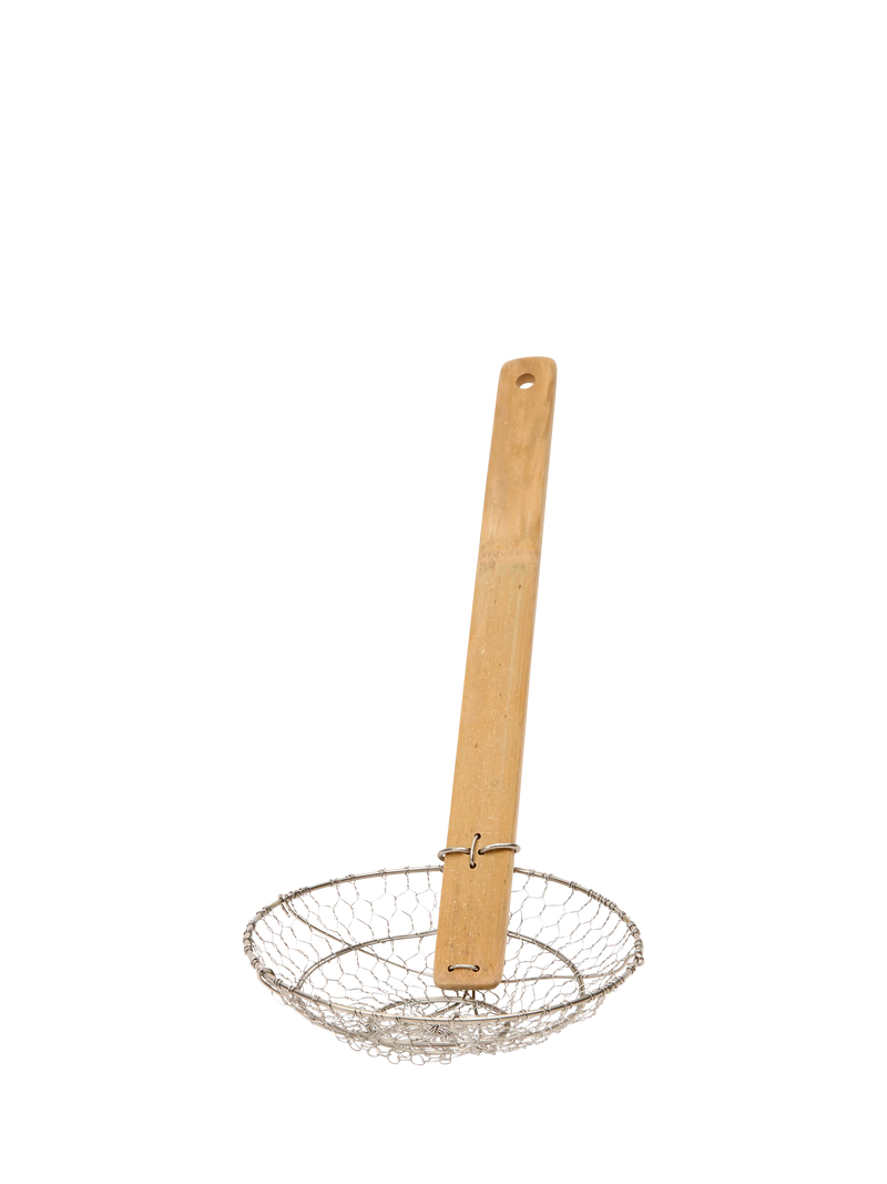 School Of Wok stainless steel wok strainer with bamboo handle, imported from the UK
