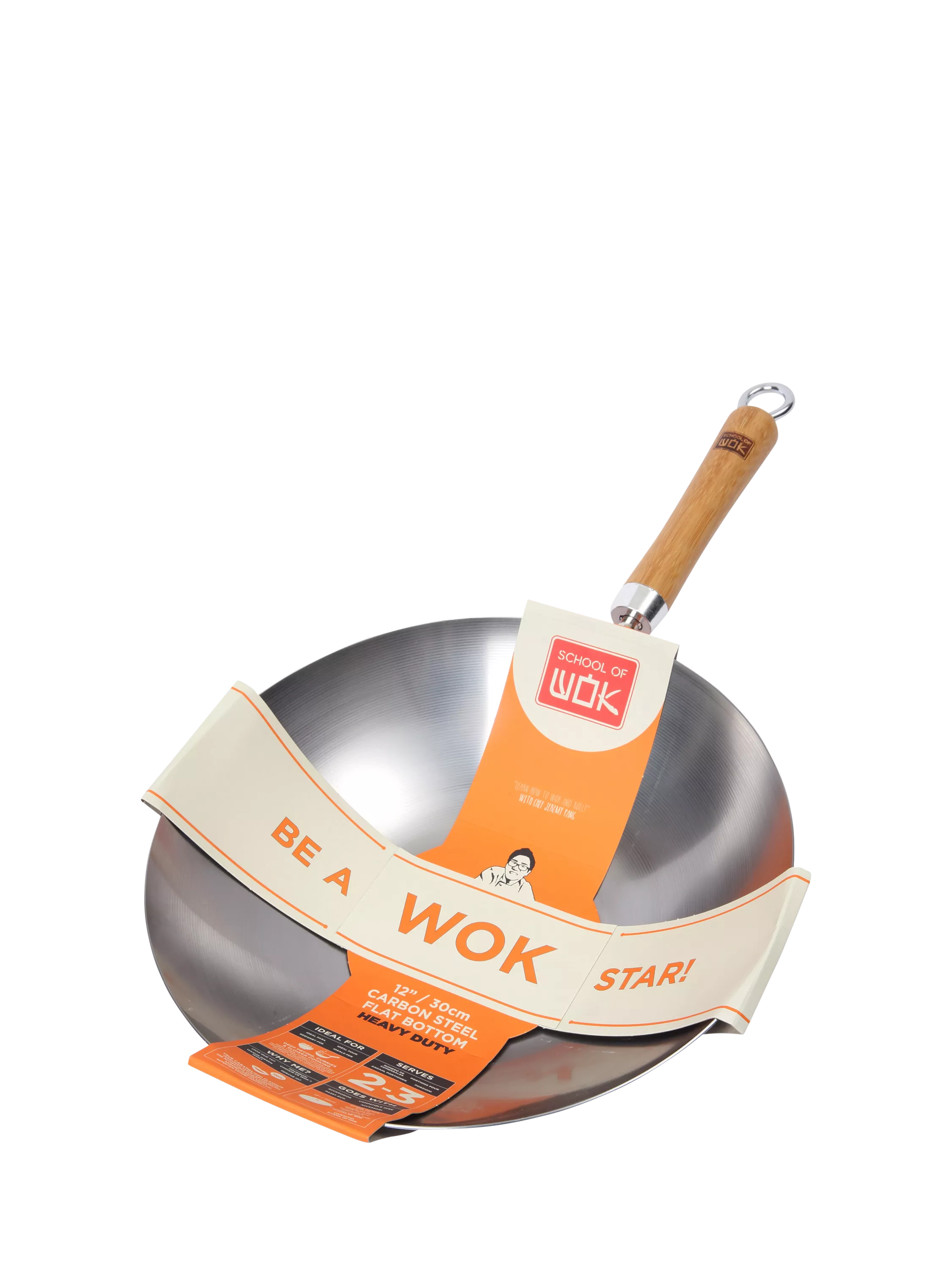 School Of Wok robuster, unbeschichteter Karbonstahl-Wok 30cm, UK-Version