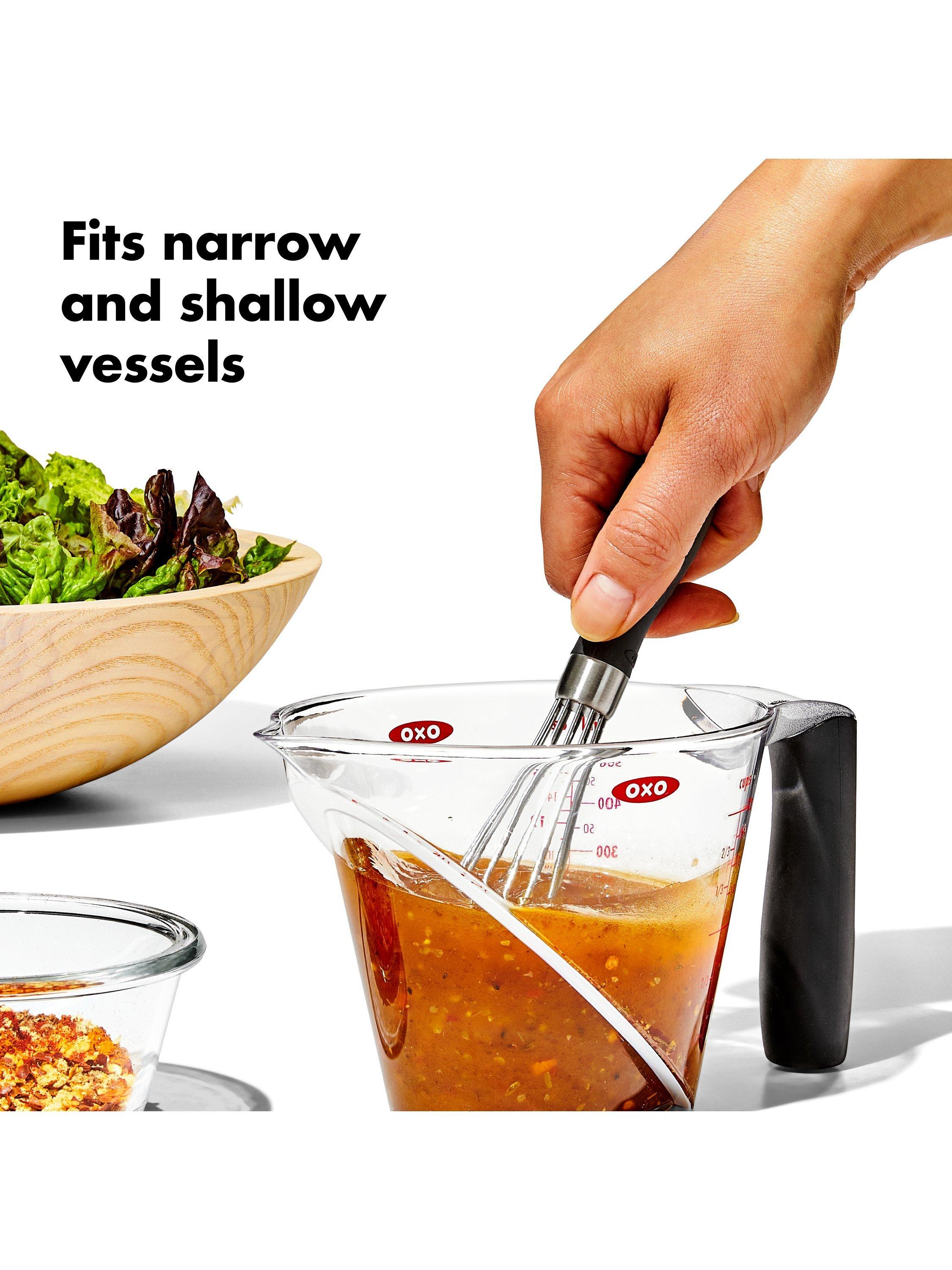 OXO Good Grips mini stainless steel whisk, imported from the UK