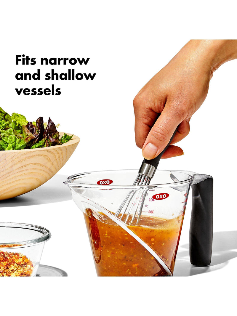 OXO Good Grips mini stainless steel whisk, imported from the UK