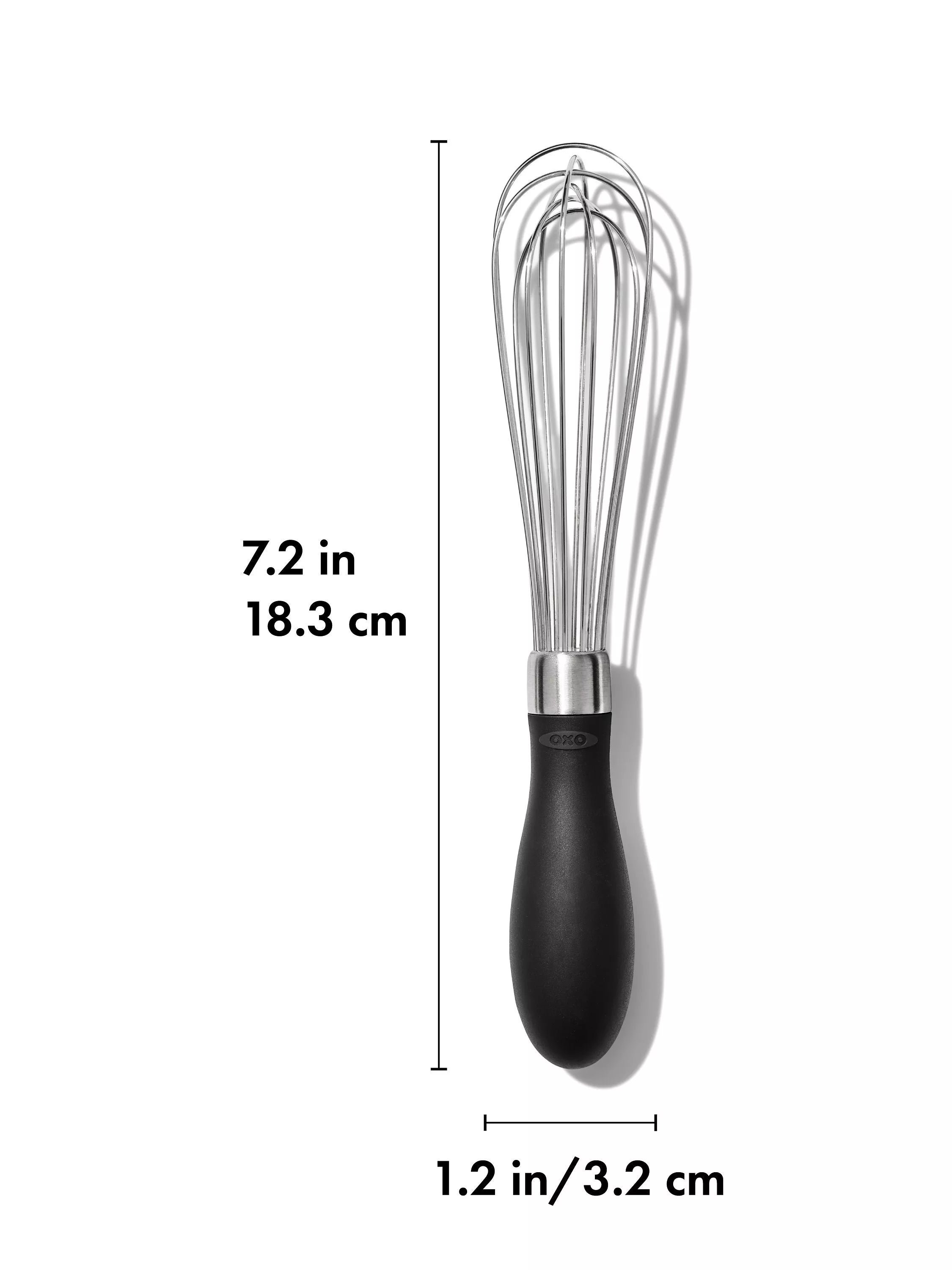 OXO Good Grips mini stainless steel whisk, imported from the UK