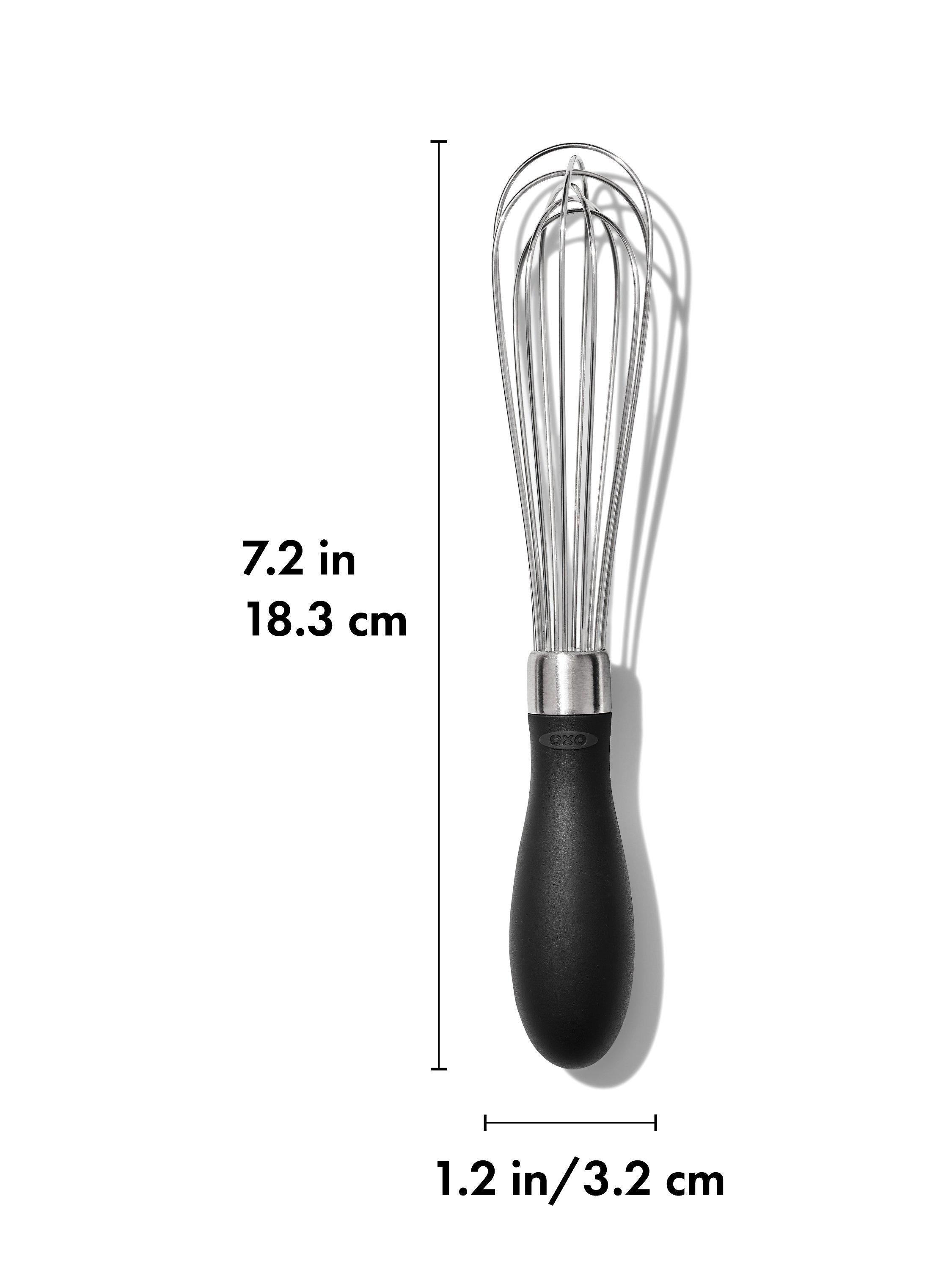 OXO Good Grips mini stainless steel whisk, imported from the UK
