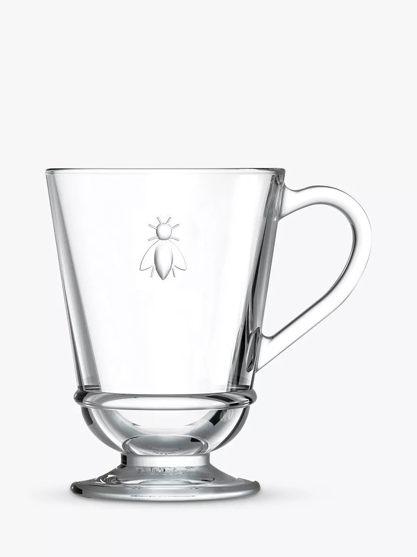 La Rochère bee design glass coffee mug 280ml clear, UK version