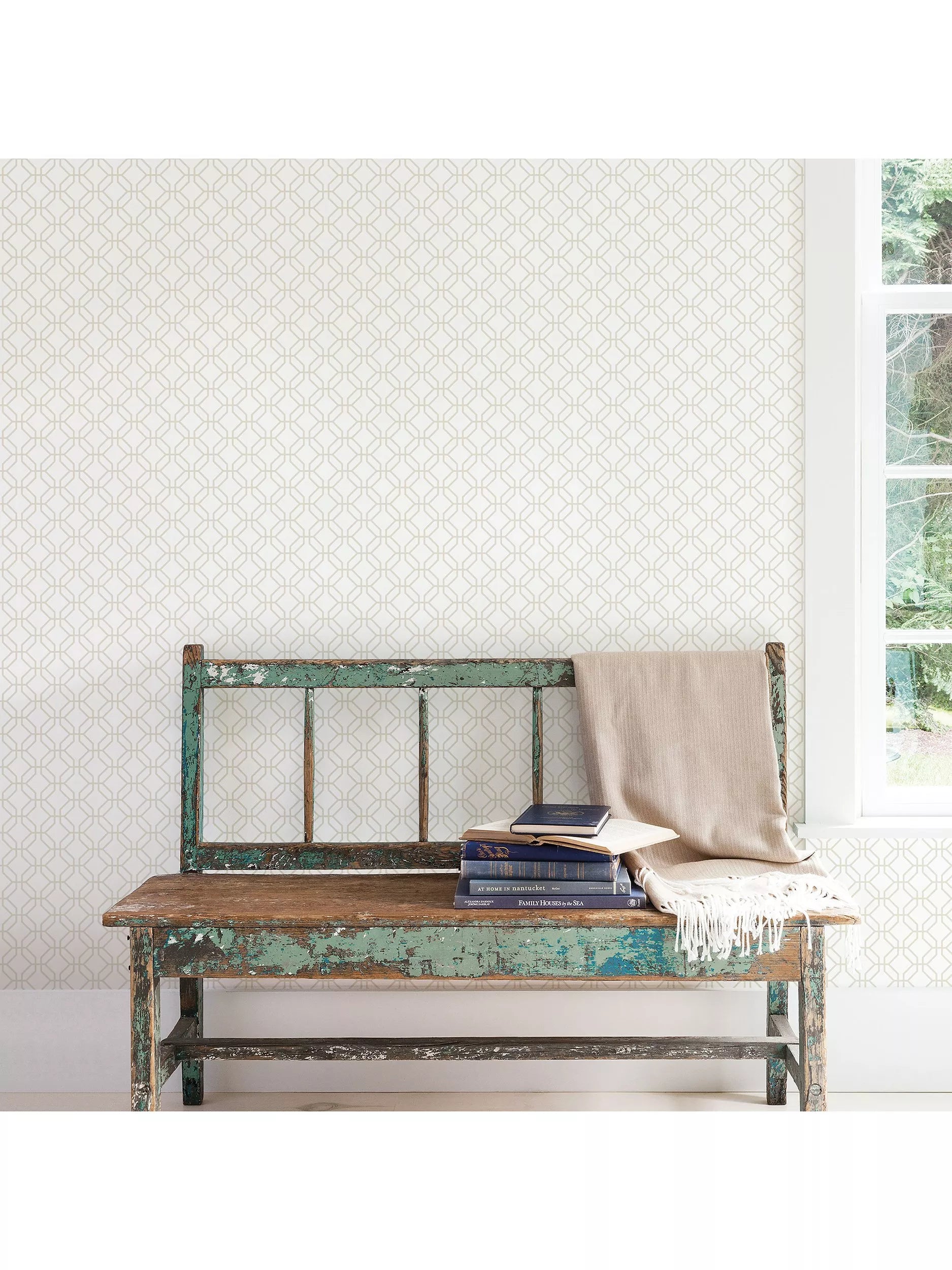 Galerie trellis wallpaper in summer shades (British brand)