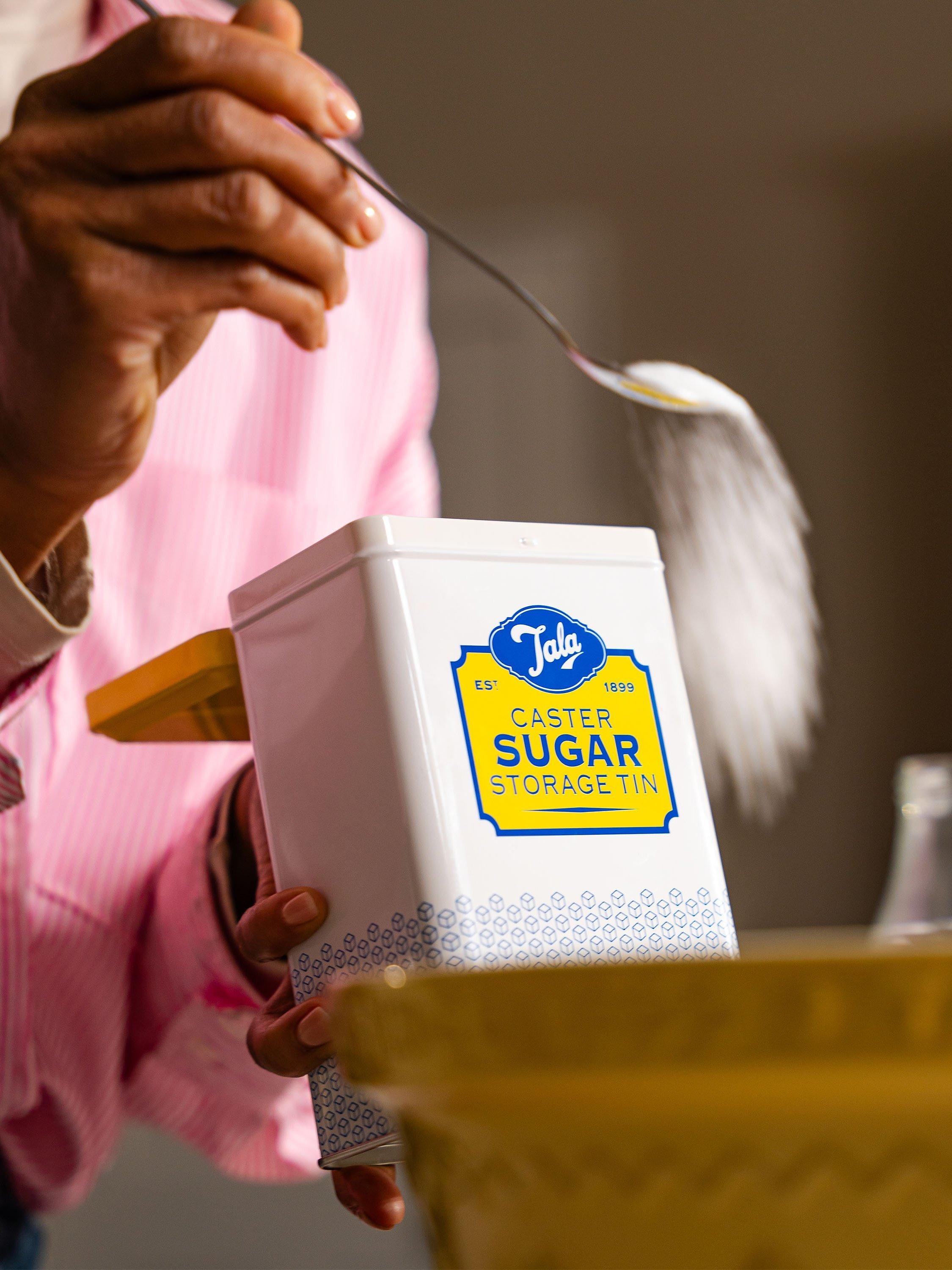 Tala caster sugar storage tin yellow cream - British product