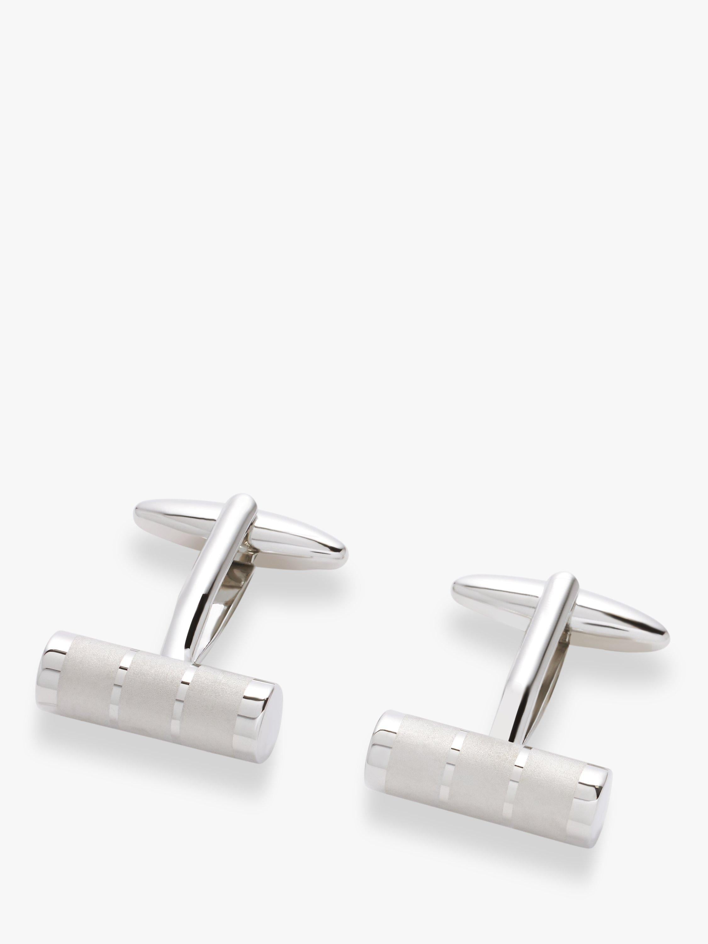 Silver Laser-Engraved Brass Cufflinks with Rhodium Plating