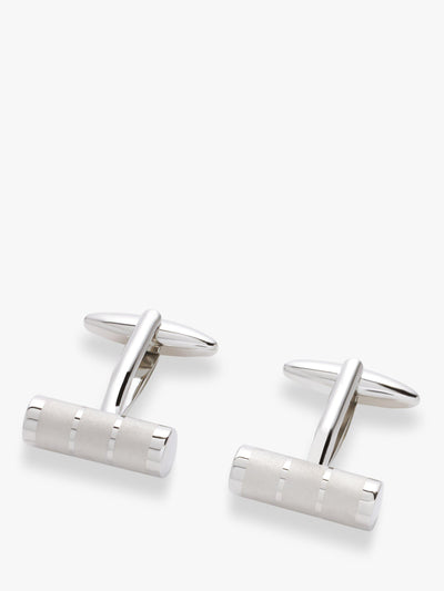 John Lewis Silver Laser-Engraved Brass Cufflinks with Rhodium Plating- Buy online at McGrocer