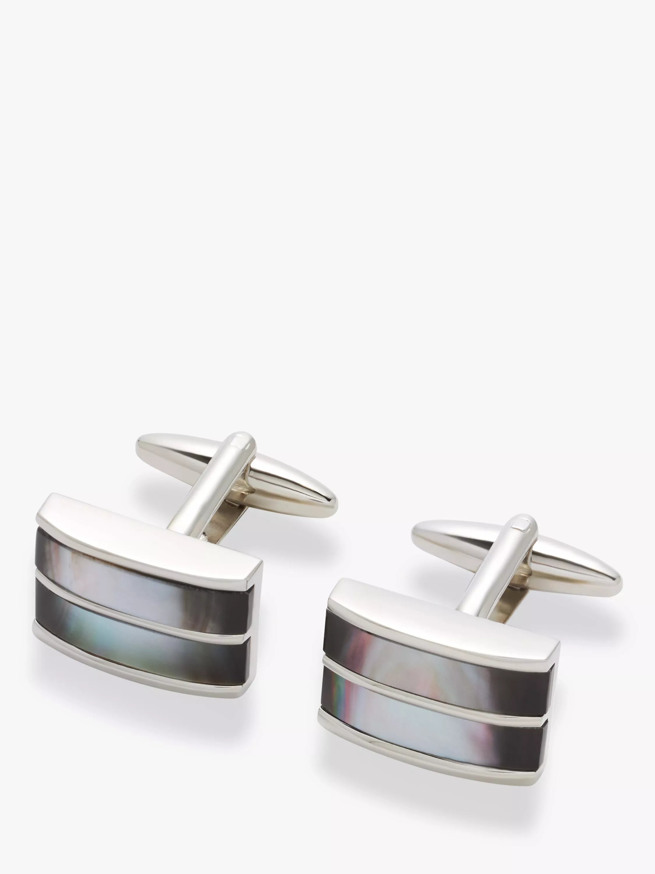 John Lewis double mother of pearl silver cufflinks, UK version