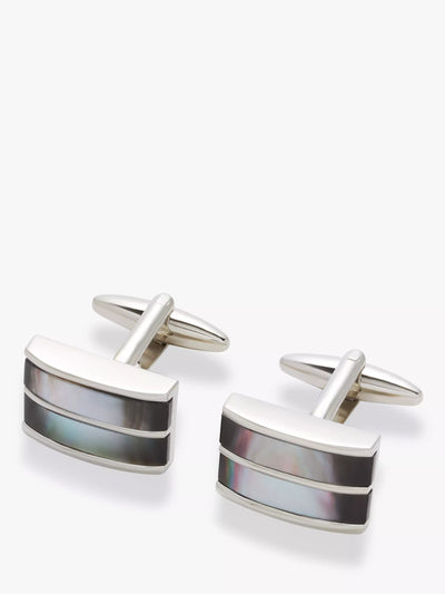 John Lewis John Lewis Double Mother of Pearl Silver Cufflinks Formal Accessory- Buy online at McGrocer