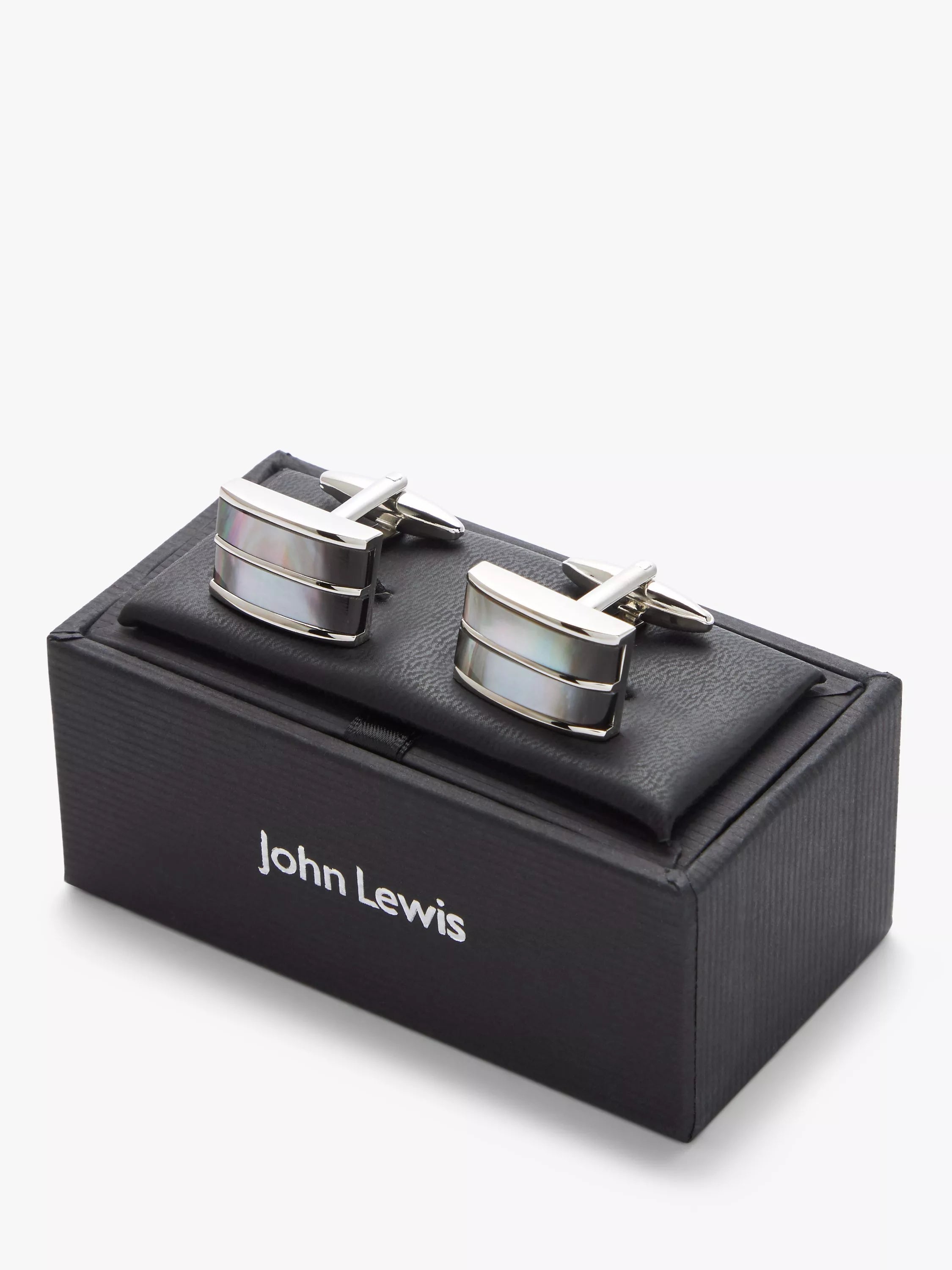 John Lewis double mother of pearl silver cufflinks, UK version