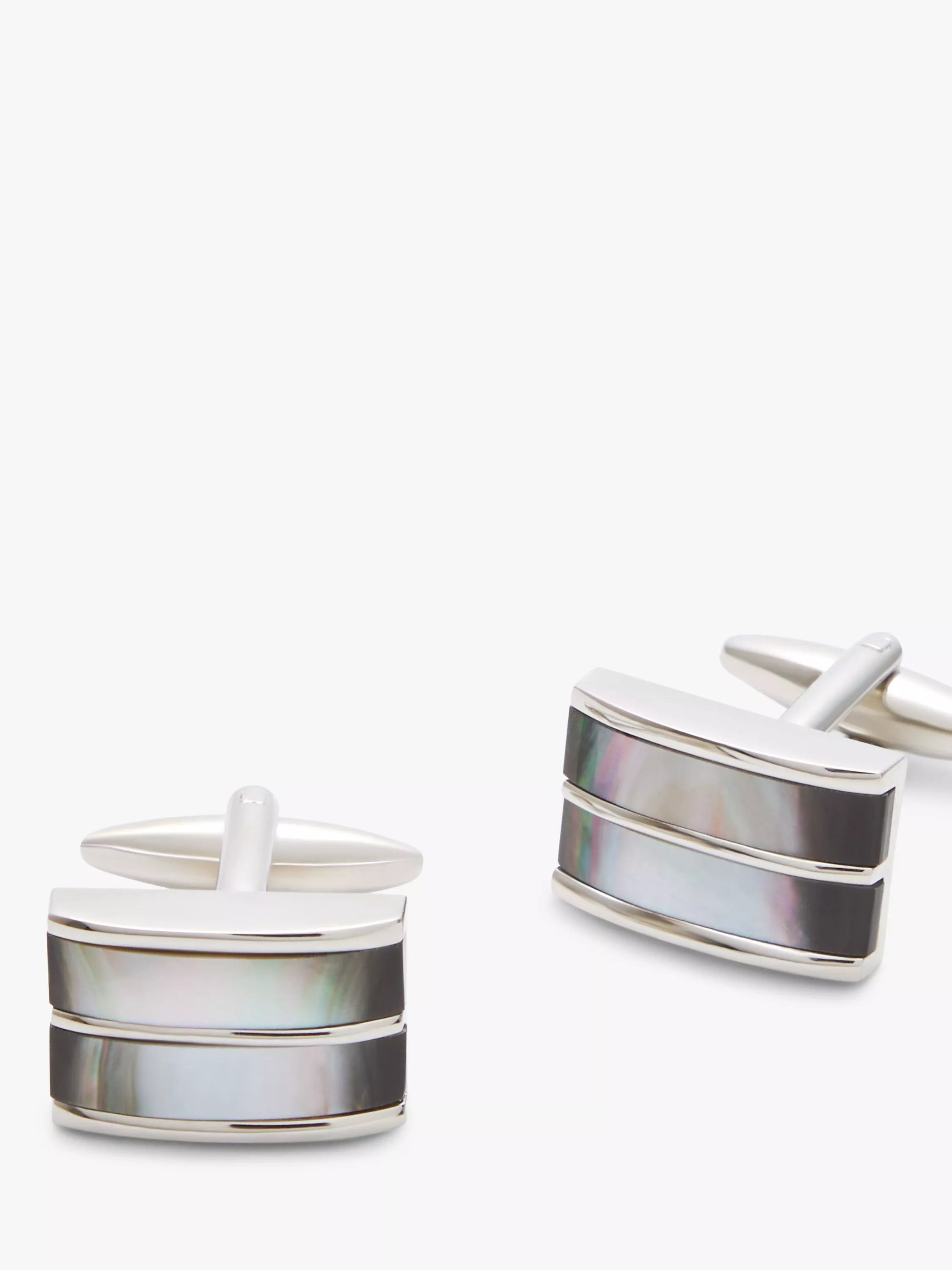 John Lewis double mother of pearl silver cufflinks, UK version