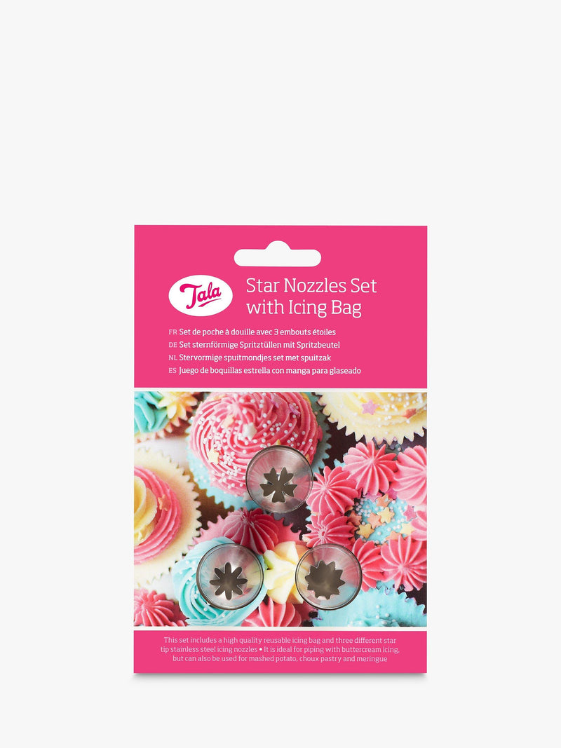 Tala piping set with icing bag and three star nozzles, UK version