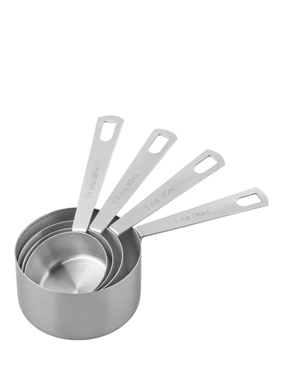 John Lewis Stainless Steel Measuring Cup Set, 4-Piece with Metric and Imperial Measurements- Buy online at McGrocer