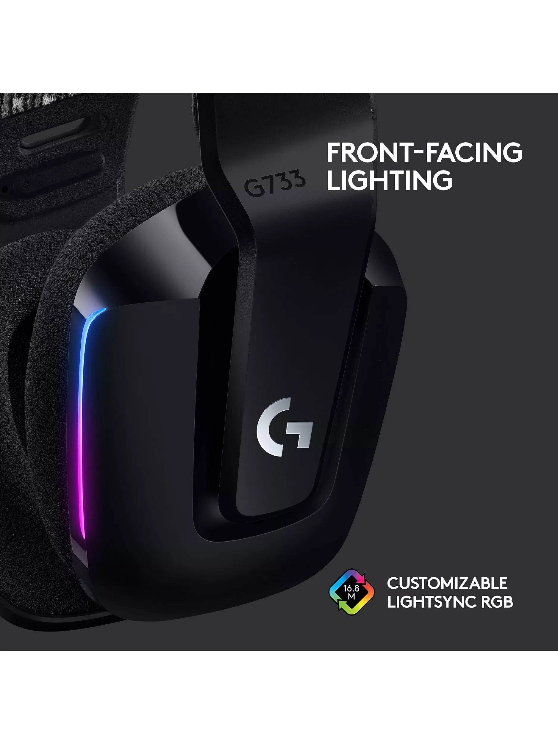 Logitech G733 Lightspeed Wireless Gaming Headset, Graphite