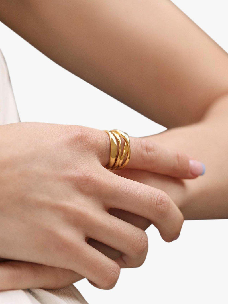 Monica Vinader Nura Reef stacking ring gold plated vermeil, UK version