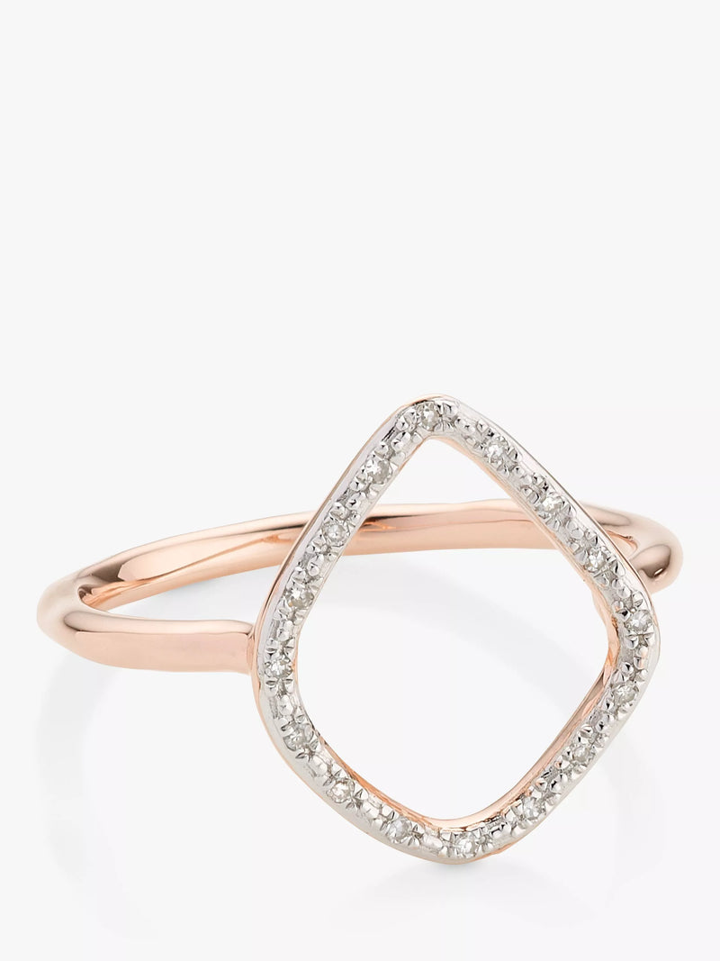 Monica Vinader Riva diamond hoop ring in rose gold, UK version