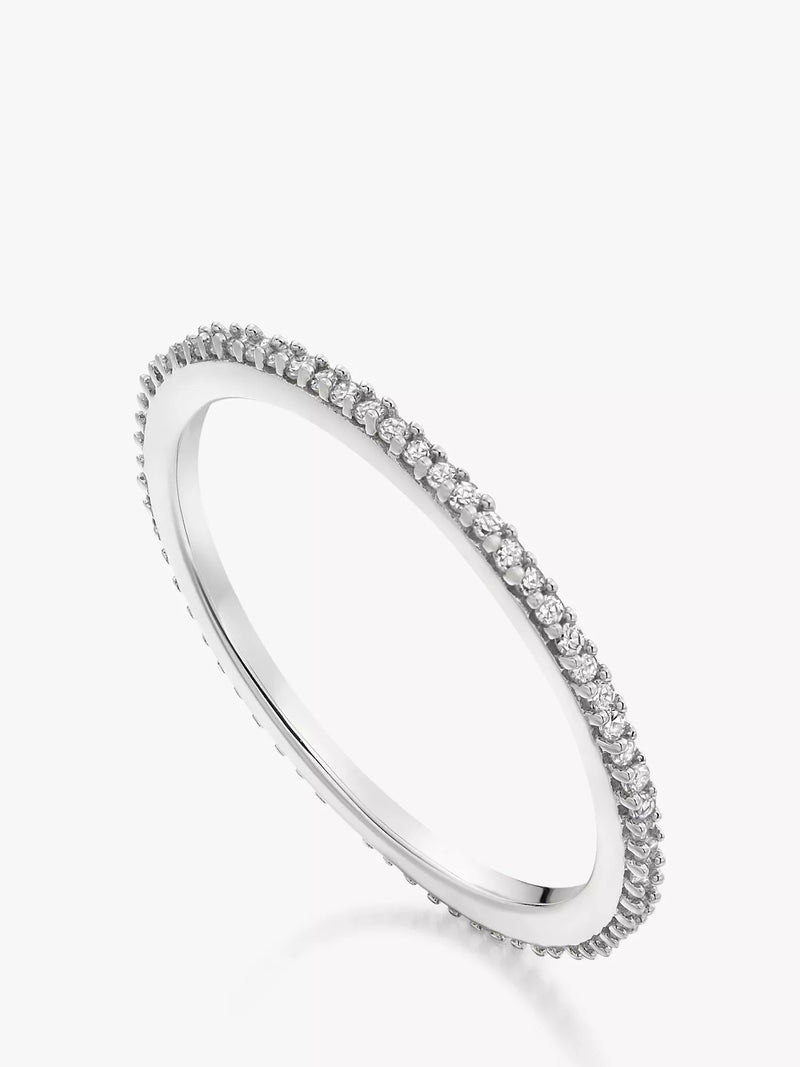 Monica Vinader skinny eternity diamond ring 0.18ct (British brand)