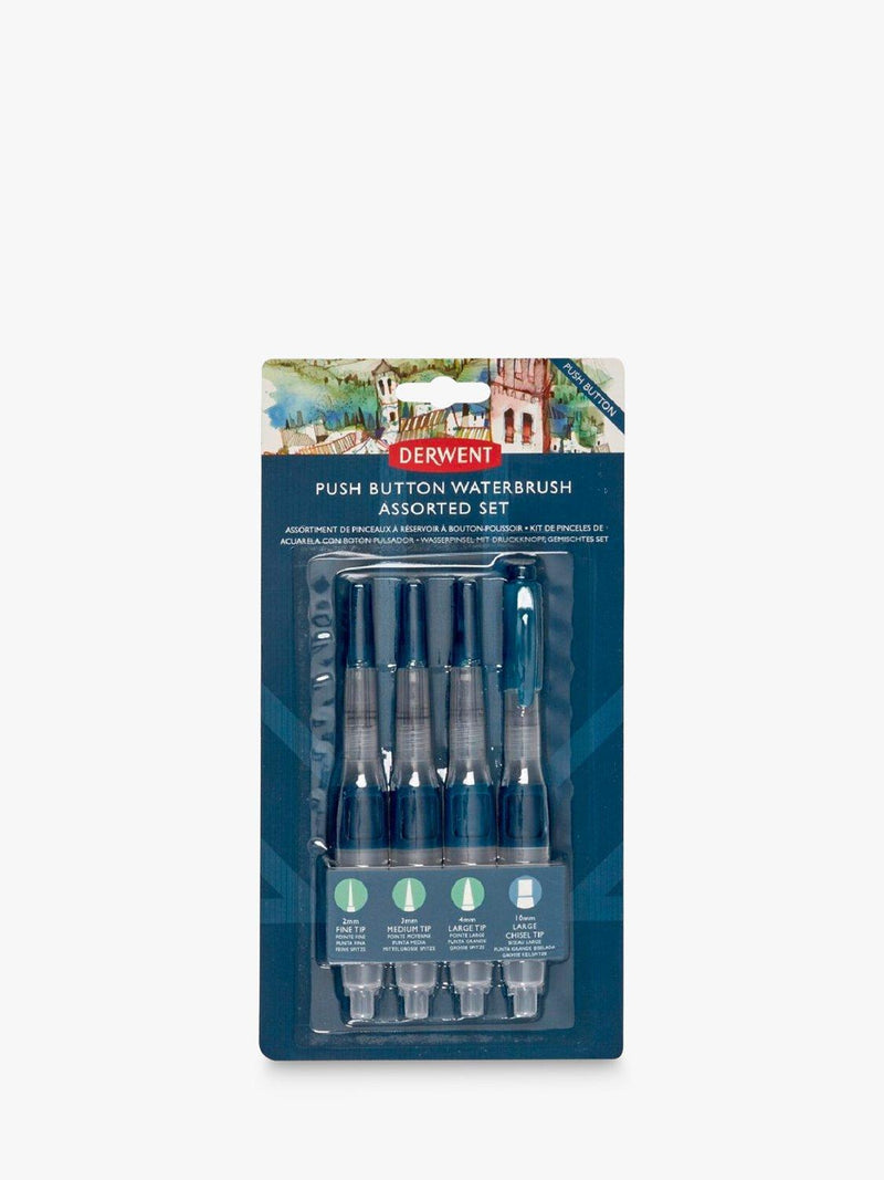 Derwent Push Button Watercolour Paint Brushes Set Of 4
